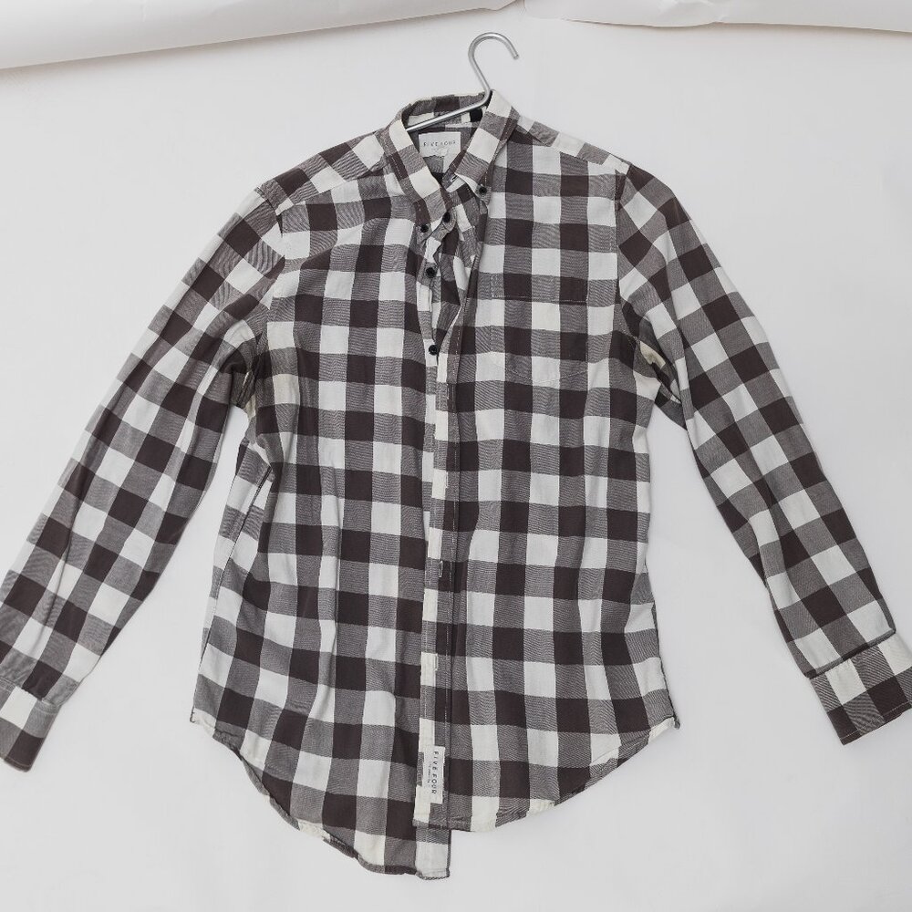Five Four Los Angeles Plaid Flannel Shirt Gray & White Size S